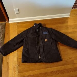 brown corduroy utility/winter jacket from Carhartt size large with company logo